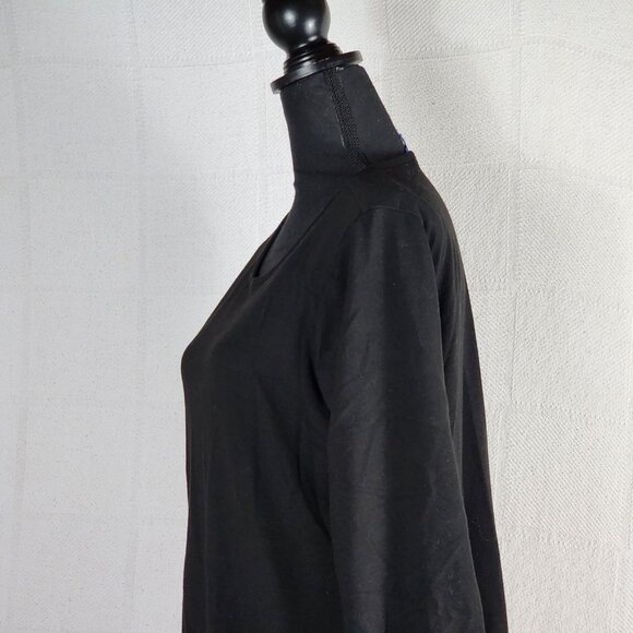 Apt. 9 Black w/Black Check Layer Roll Sleeves Poly Rayon Span Pull Over Top L - Picture 8 of 16